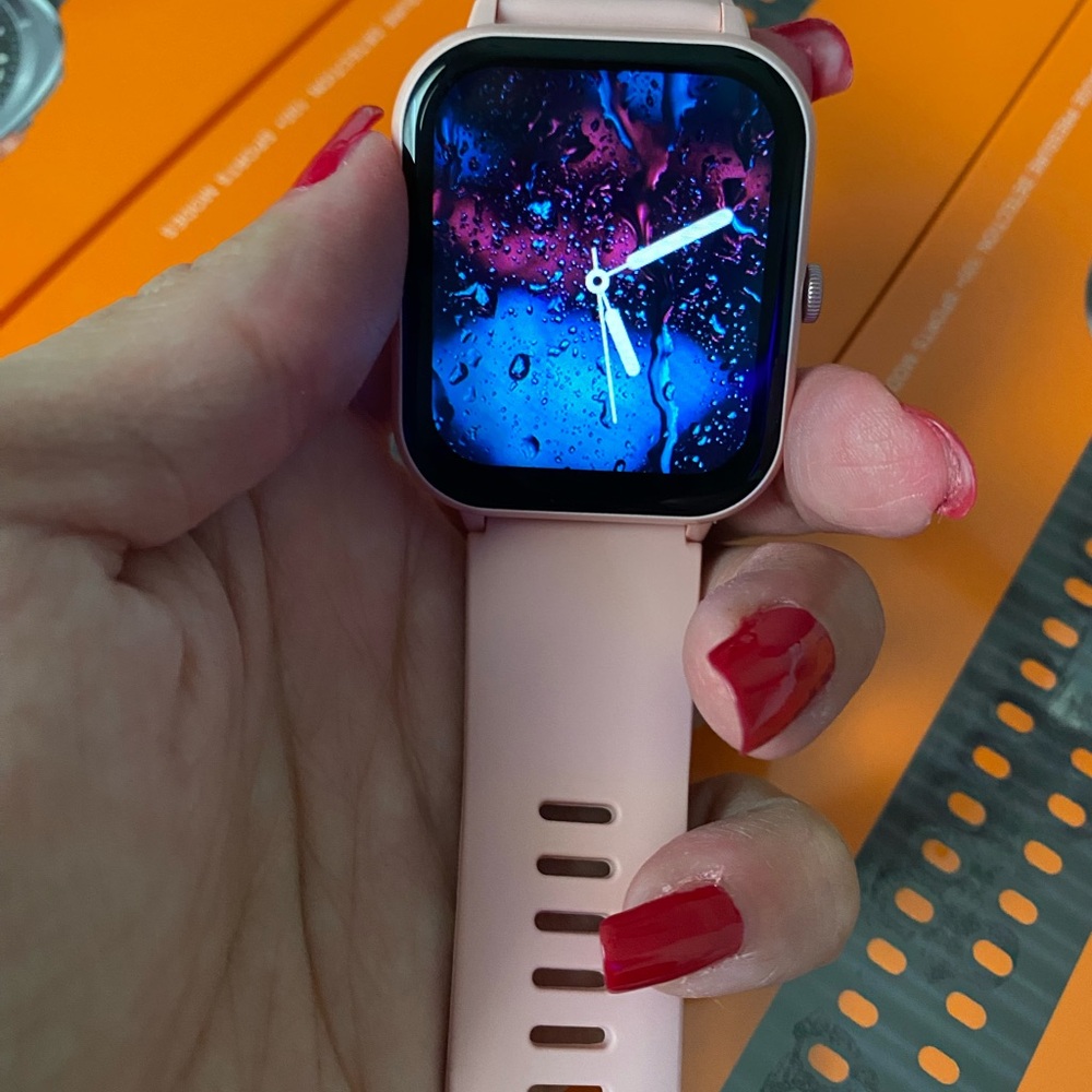 Elegant Pink Smartwatch with Customizable Display
